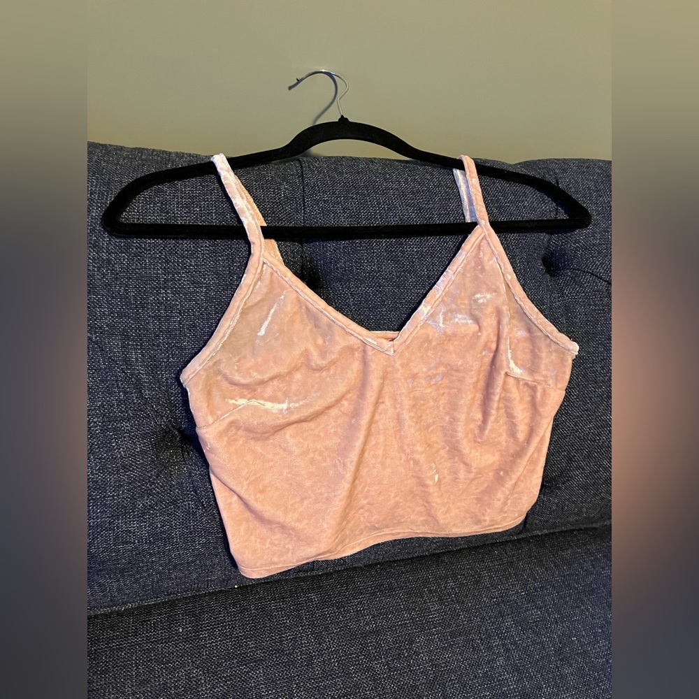 Forever 21 light pink velour cropped tank top; Woman’s small